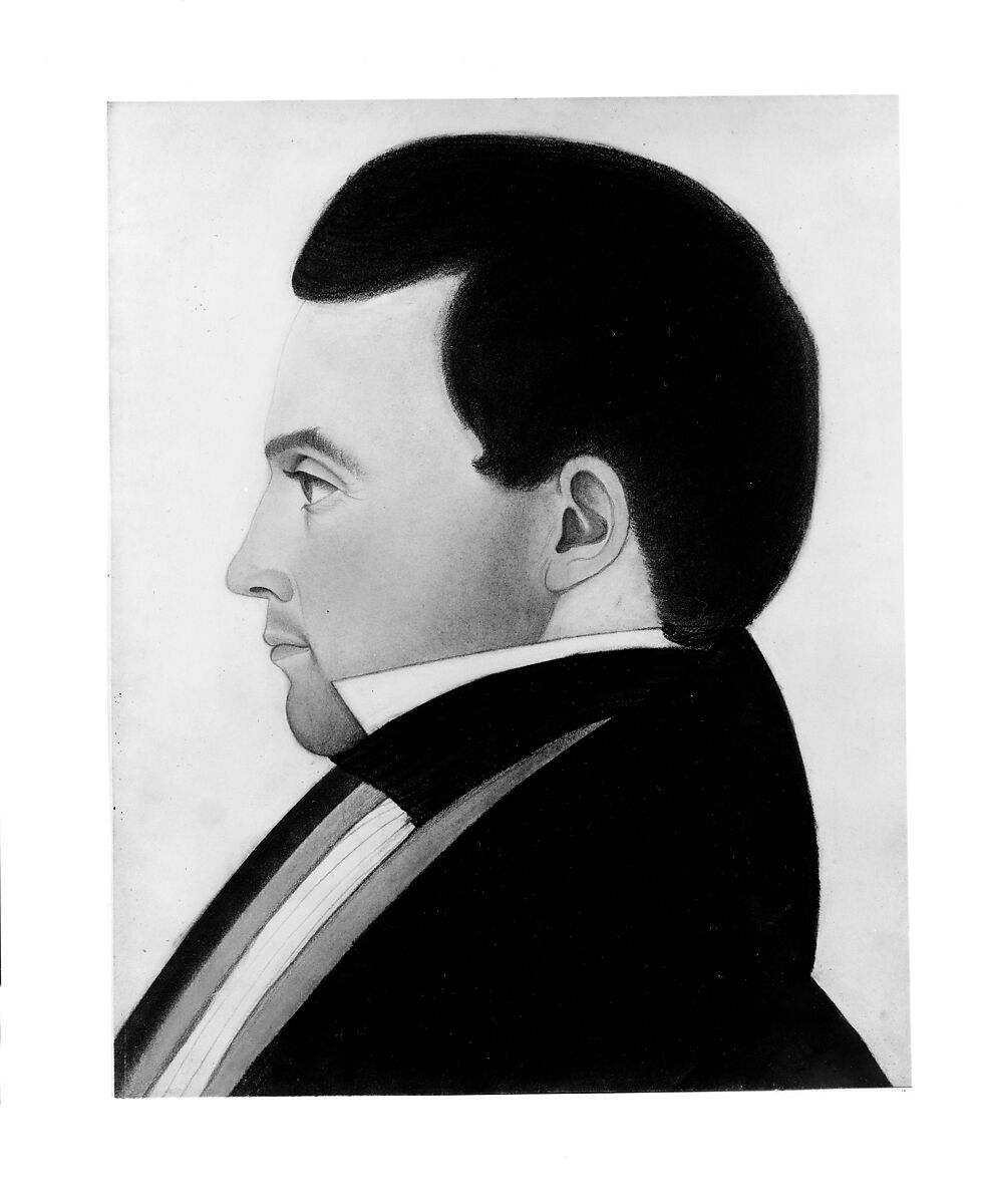 Profile of a Man, Pastel and graphite on heavy off-white wove paper, American