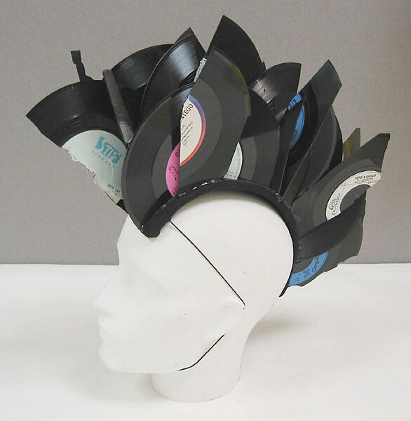 "Broken Record", Stephen Jones (British, born 1957), wool, plastic (vinyl), paper, silk, synthetic fiber, British