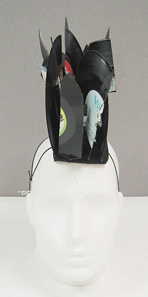 "Broken Record", Stephen Jones (British, born 1957), wool, plastic (vinyl), paper, silk, synthetic fiber, British