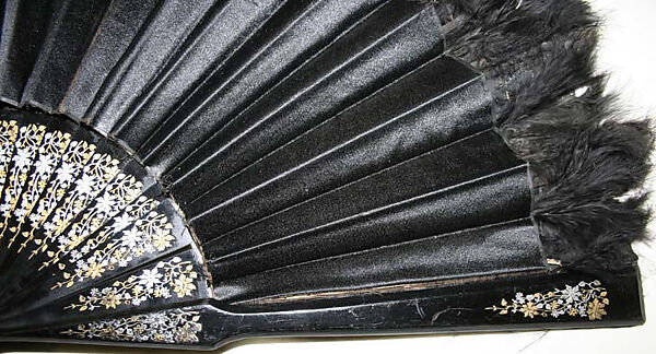 Fan, silk, feathers, American or European