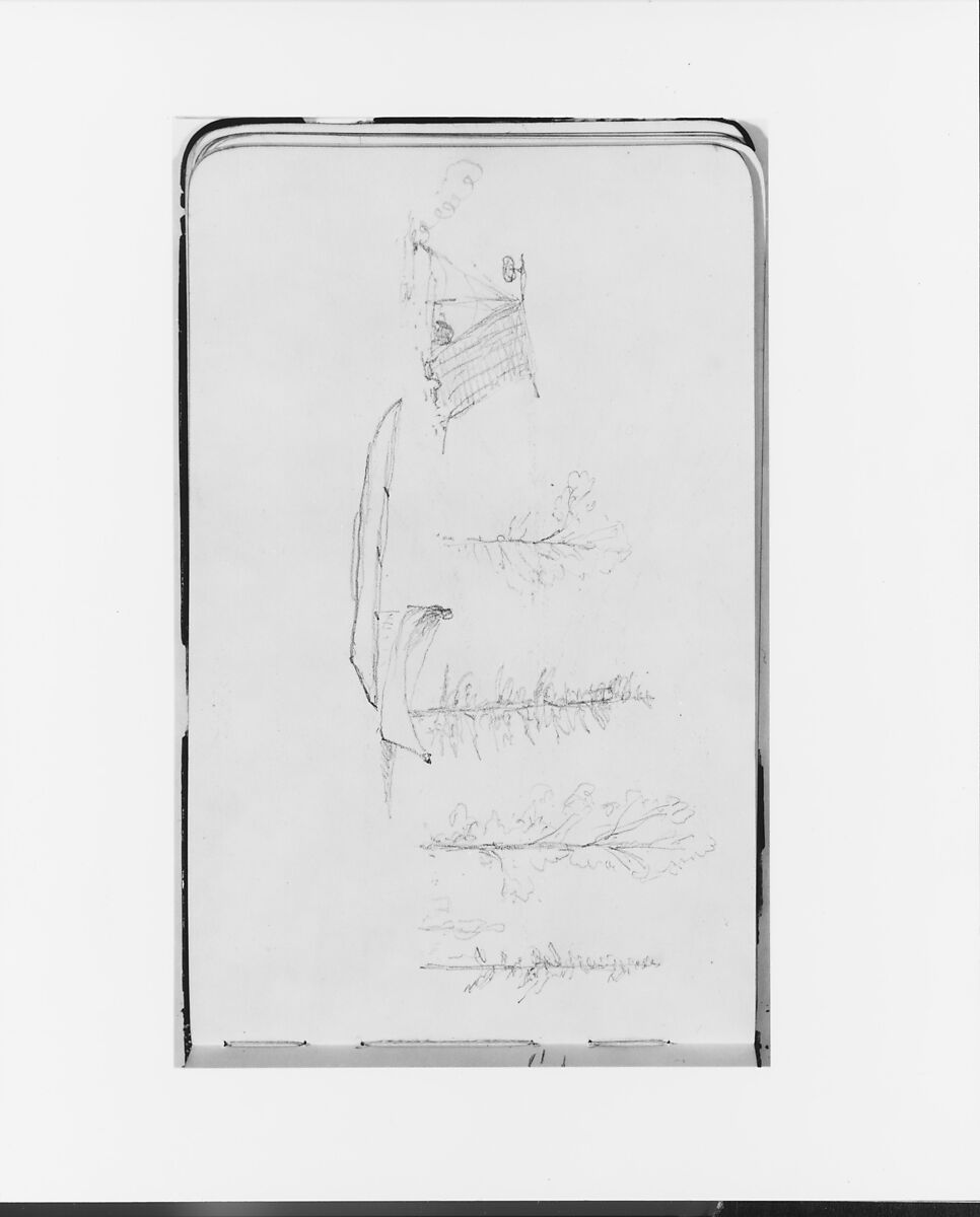 Sketchbook of Northwest American and Canadian Scenery, Albert Bierstadt (American, Solingen 1830–1902 New York), Drawings in graphite on off-white wove paper, bound in a leather cover, American