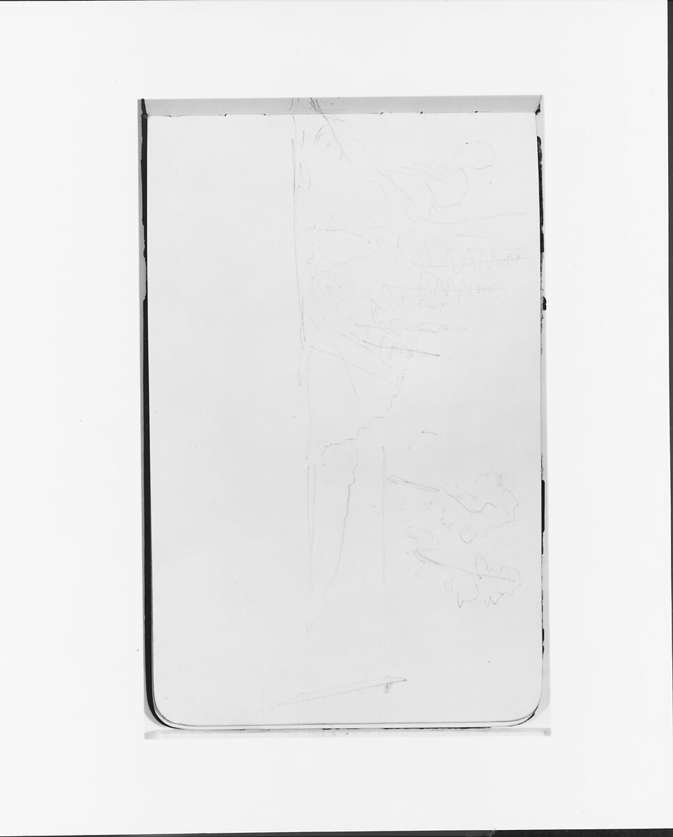 Sketchbook of Northwest American and Canadian Scenery, Albert Bierstadt (American, Solingen 1830–1902 New York), Drawings in graphite on off-white wove paper, bound in a leather cover, American