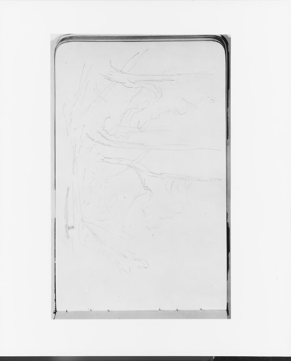 Sketchbook of Northwest American and Canadian Scenery, Albert Bierstadt (American, Solingen 1830–1902 New York), Drawings in graphite on off-white wove paper, bound in a leather cover, American