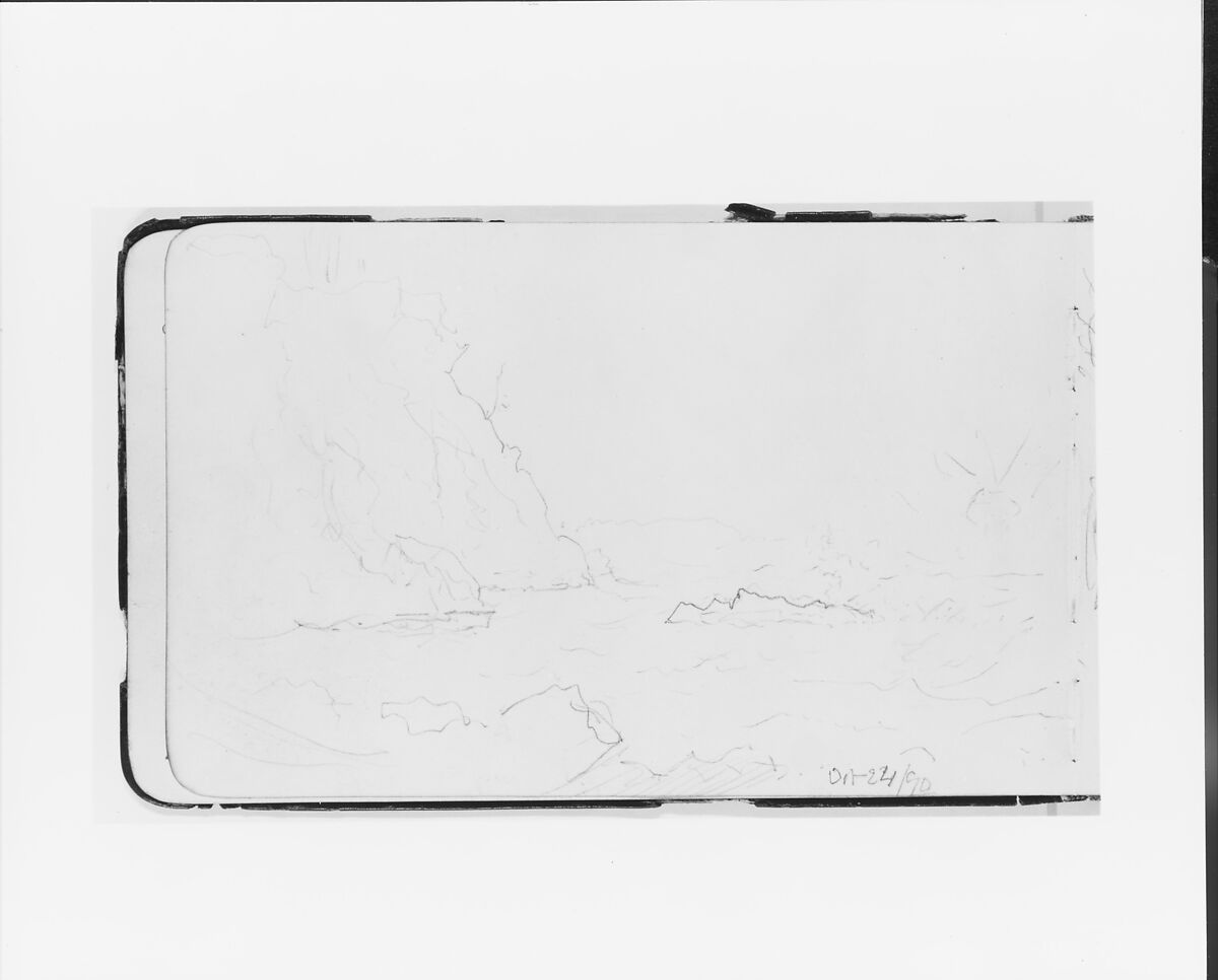 Sketchbook of Northwest American and Canadian Scenery, Albert Bierstadt (American, Solingen 1830–1902 New York), Drawings in graphite on off-white wove paper, bound in a leather cover, American