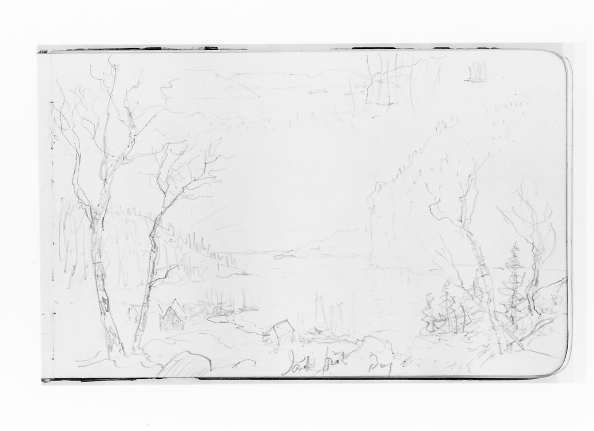 Sketchbook of Northwest American and Canadian Scenery, Albert Bierstadt (American, Solingen 1830–1902 New York), Drawings in graphite on off-white wove paper, bound in a leather cover, American