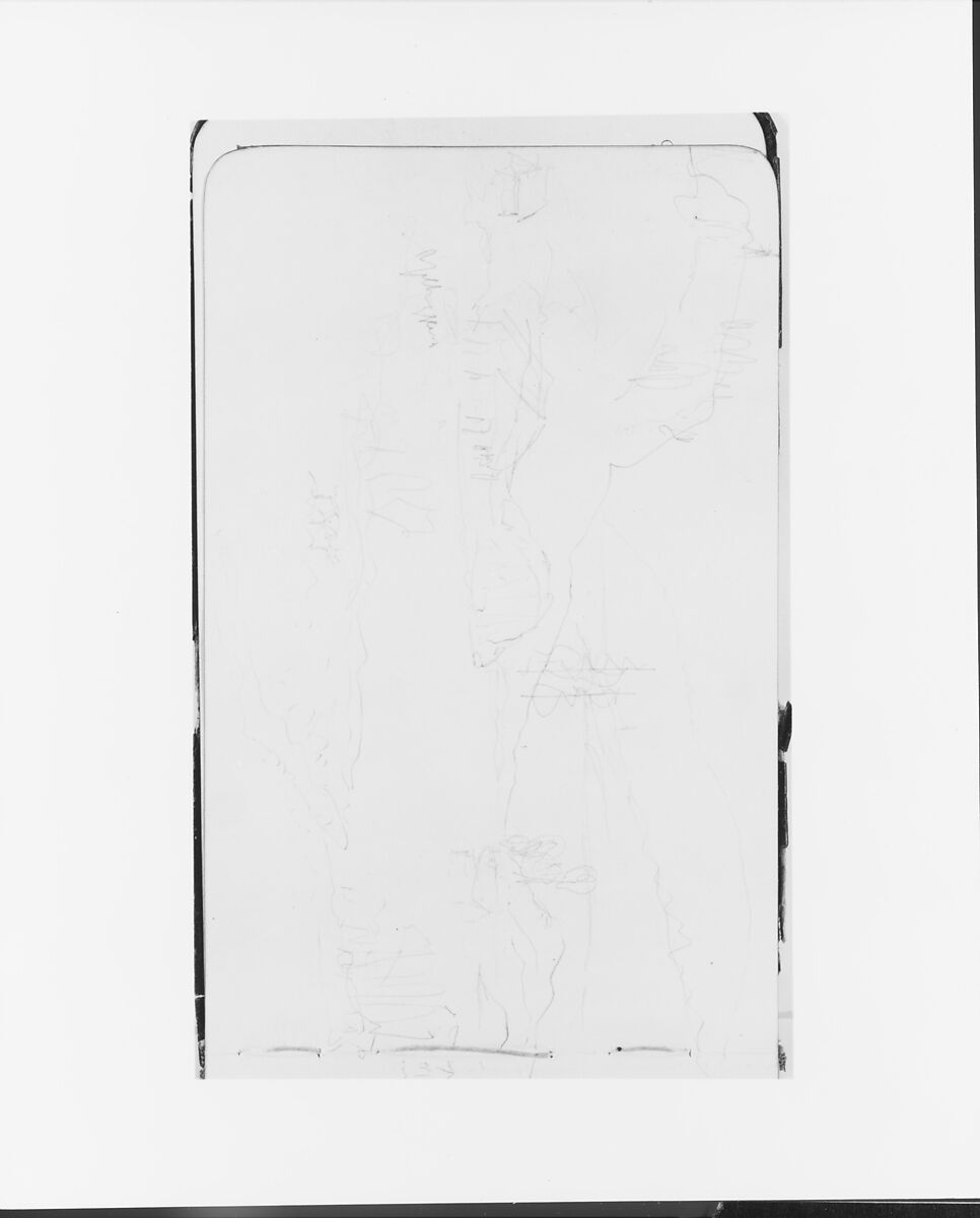 Sketchbook of Northwest American and Canadian Scenery, Albert Bierstadt (American, Solingen 1830–1902 New York), Drawings in graphite on off-white wove paper, bound in a leather cover, American