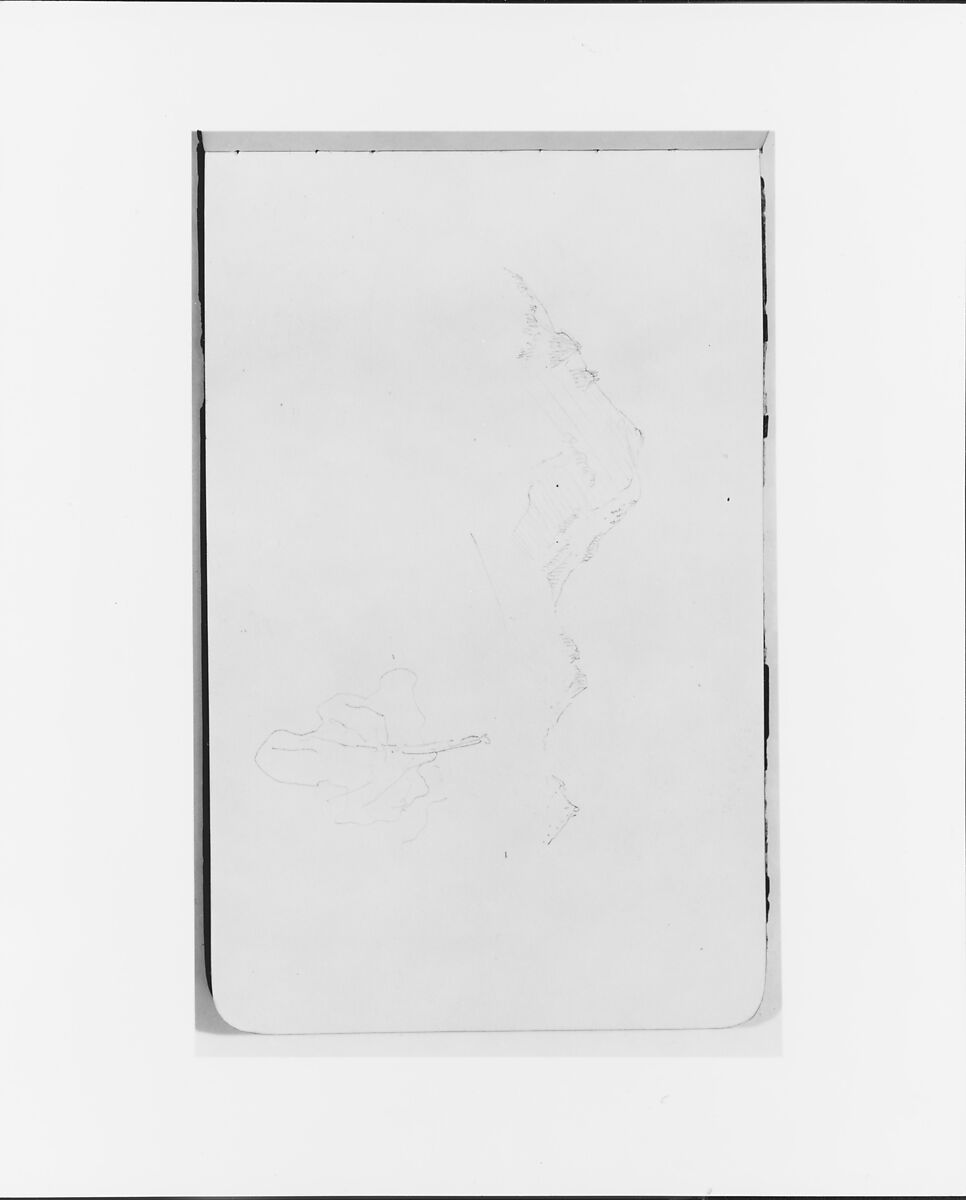 Sketchbook of Northwest American and Canadian Scenery, Albert Bierstadt (American, Solingen 1830–1902 New York), Drawings in graphite on off-white wove paper, bound in a leather cover, American