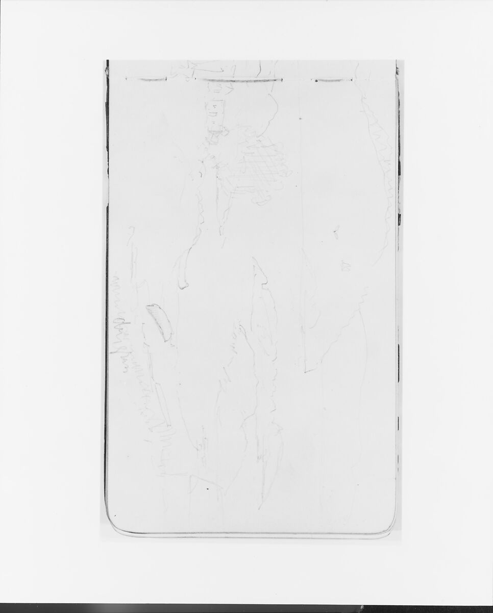 Sketchbook of Northwest American and Canadian Scenery, Albert Bierstadt (American, Solingen 1830–1902 New York), Drawings in graphite on off-white wove paper, bound in a leather cover, American