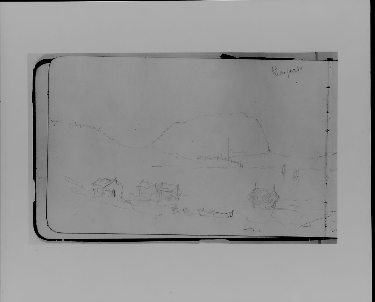Sketchbook of Northwest American and Canadian Scenery, Albert Bierstadt (American, Solingen 1830–1902 New York), Drawings in graphite on off-white wove paper, bound in a leather cover, American