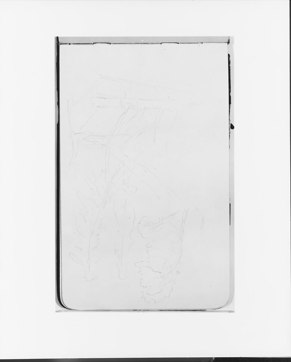 Sketchbook of Northwest American and Canadian Scenery, Albert Bierstadt (American, Solingen 1830–1902 New York), Drawings in graphite on off-white wove paper, bound in a leather cover, American