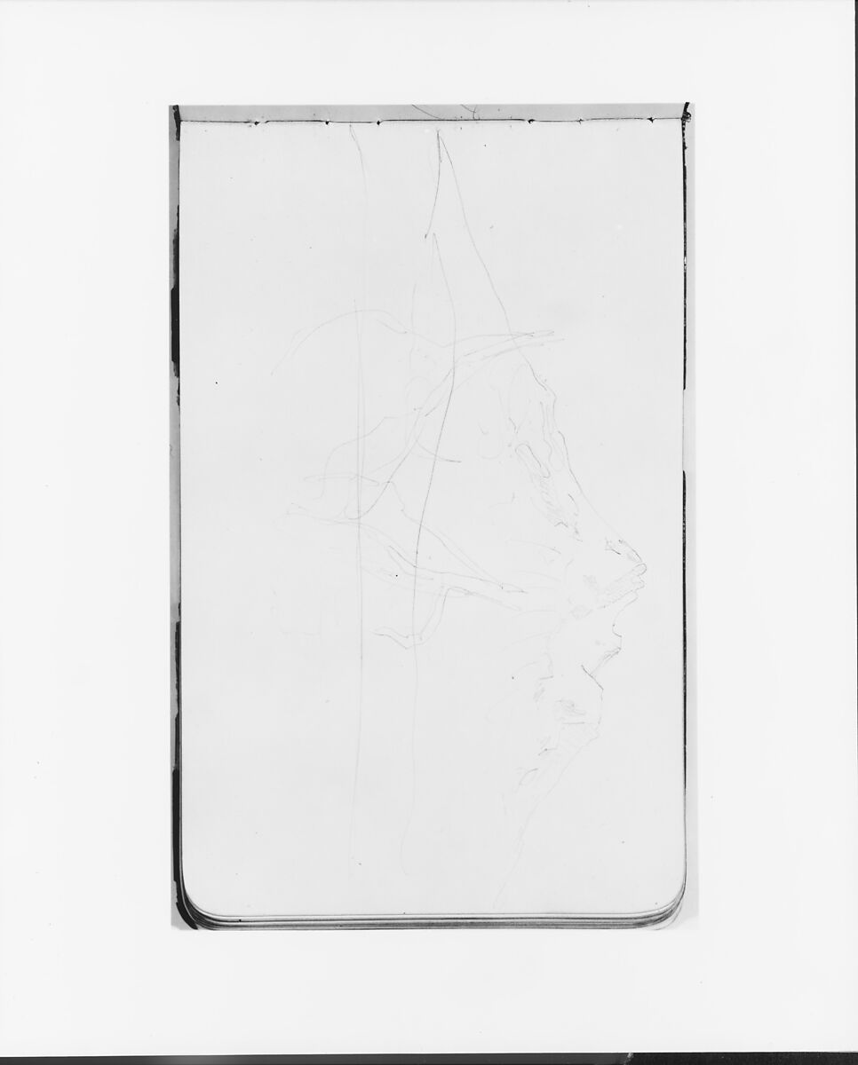 Sketchbook of Northwest American and Canadian Scenery, Albert Bierstadt (American, Solingen 1830–1902 New York), Drawings in graphite on off-white wove paper, bound in a leather cover, American