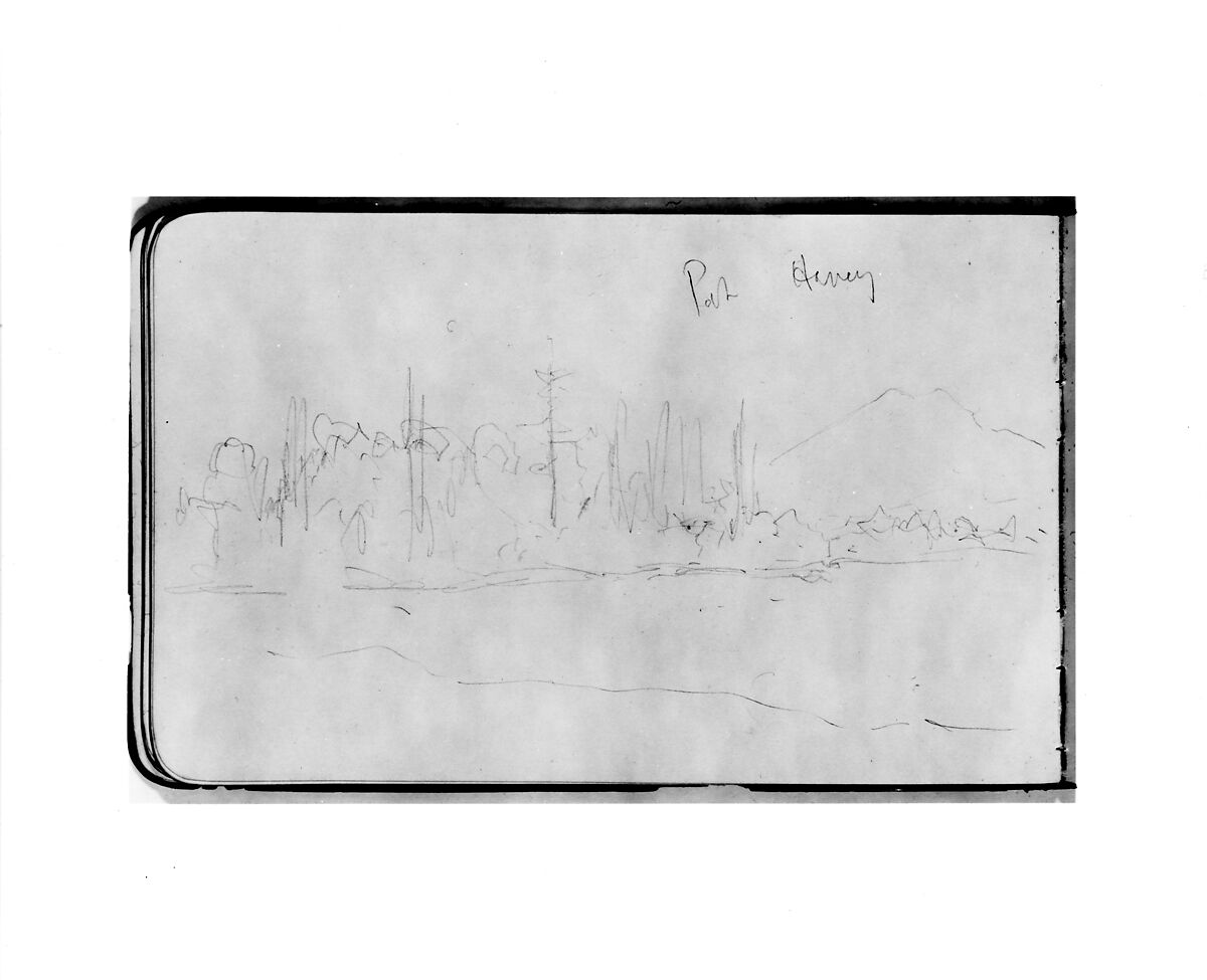 Sketchbook of Northwest American and Canadian Scenery, Albert Bierstadt (American, Solingen 1830–1902 New York), Drawings in graphite on off-white wove paper, bound in a leather cover, American