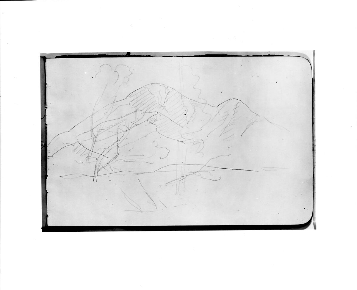 Sketchbook of Northwest American and Canadian Scenery, Albert Bierstadt (American, Solingen 1830–1902 New York), Drawings in graphite on off-white wove paper, bound in a leather cover, American