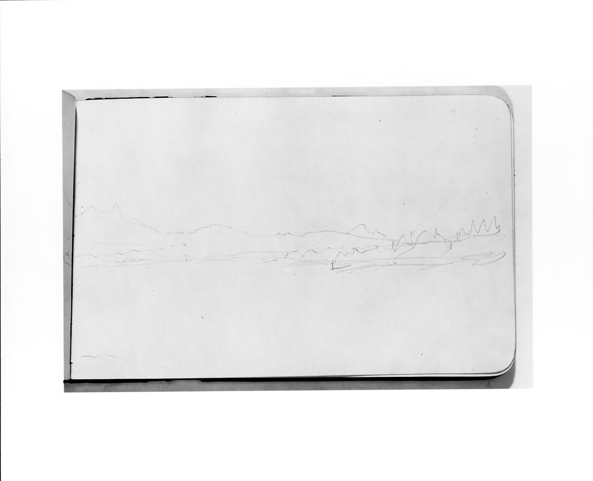 Sketchbook of Northwest American and Canadian Scenery, Albert Bierstadt (American, Solingen 1830–1902 New York), Drawings in graphite on off-white wove paper, bound in a leather cover, American