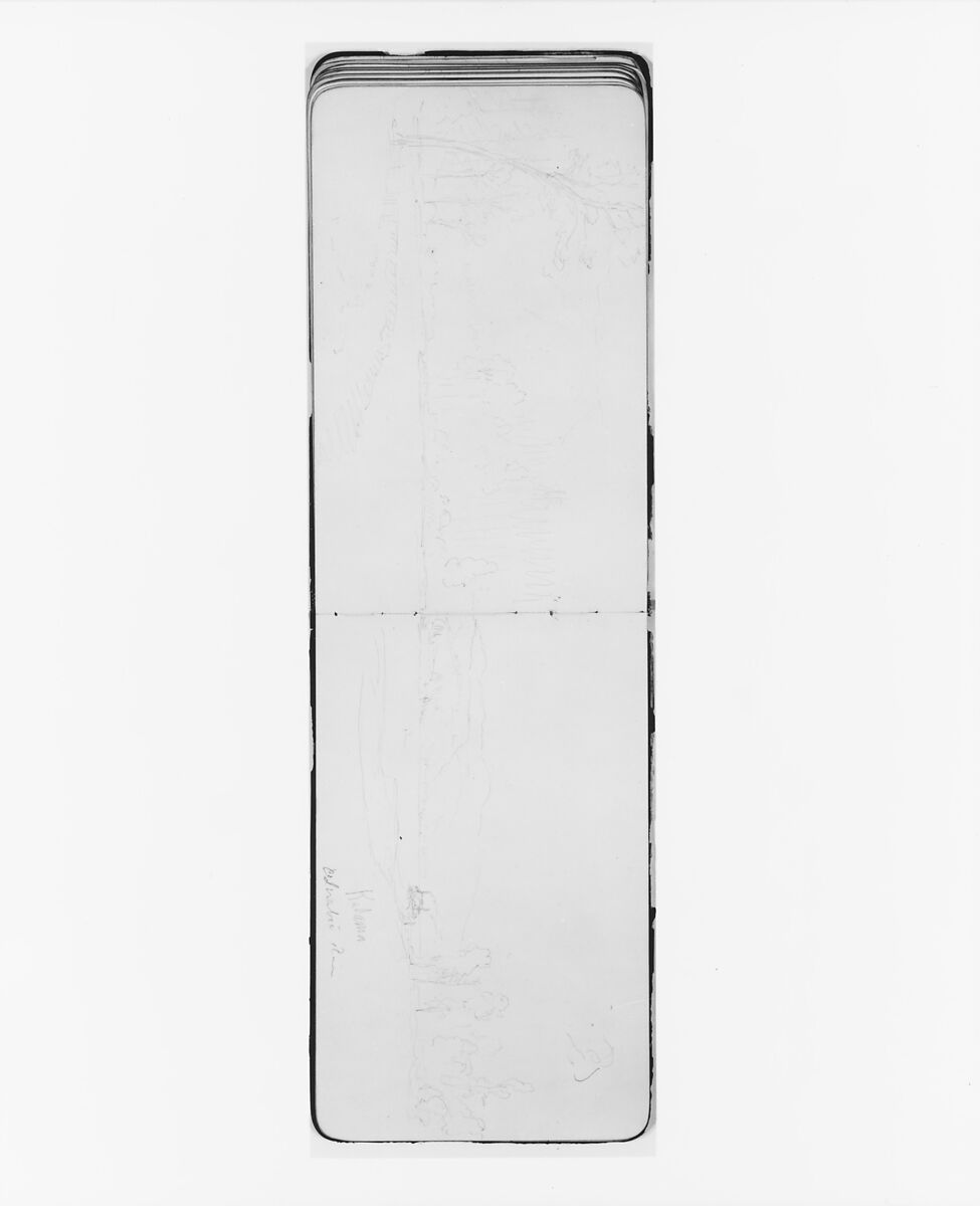 Sketchbook of Northwest American and Canadian Scenery, Albert Bierstadt (American, Solingen 1830–1902 New York), Drawings in graphite on off-white wove paper, bound in a leather cover, American