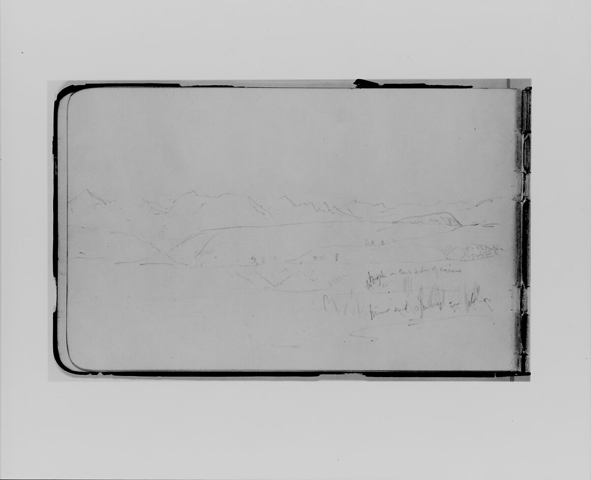 Sketchbook of Northwest American and Canadian Scenery, Albert Bierstadt (American, Solingen 1830–1902 New York), Drawings in graphite on off-white wove paper, bound in a leather cover, American
