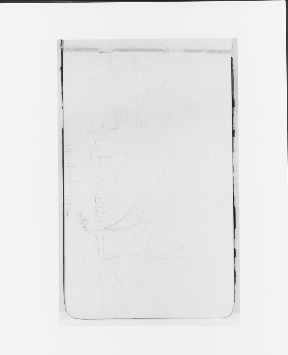 Sketchbook of Northwest American and Canadian Scenery, Albert Bierstadt (American, Solingen 1830–1902 New York), Drawings in graphite on off-white wove paper, bound in a leather cover, American