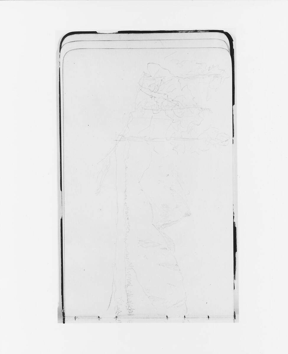 Sketchbook of Northwest American and Canadian Scenery, Albert Bierstadt (American, Solingen 1830–1902 New York), Drawings in graphite on off-white wove paper, bound in a leather cover, American