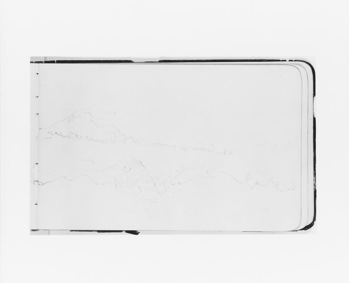 Sketchbook of Northwest American and Canadian Scenery, Albert Bierstadt (American, Solingen 1830–1902 New York), Drawings in graphite on off-white wove paper, bound in a leather cover, American