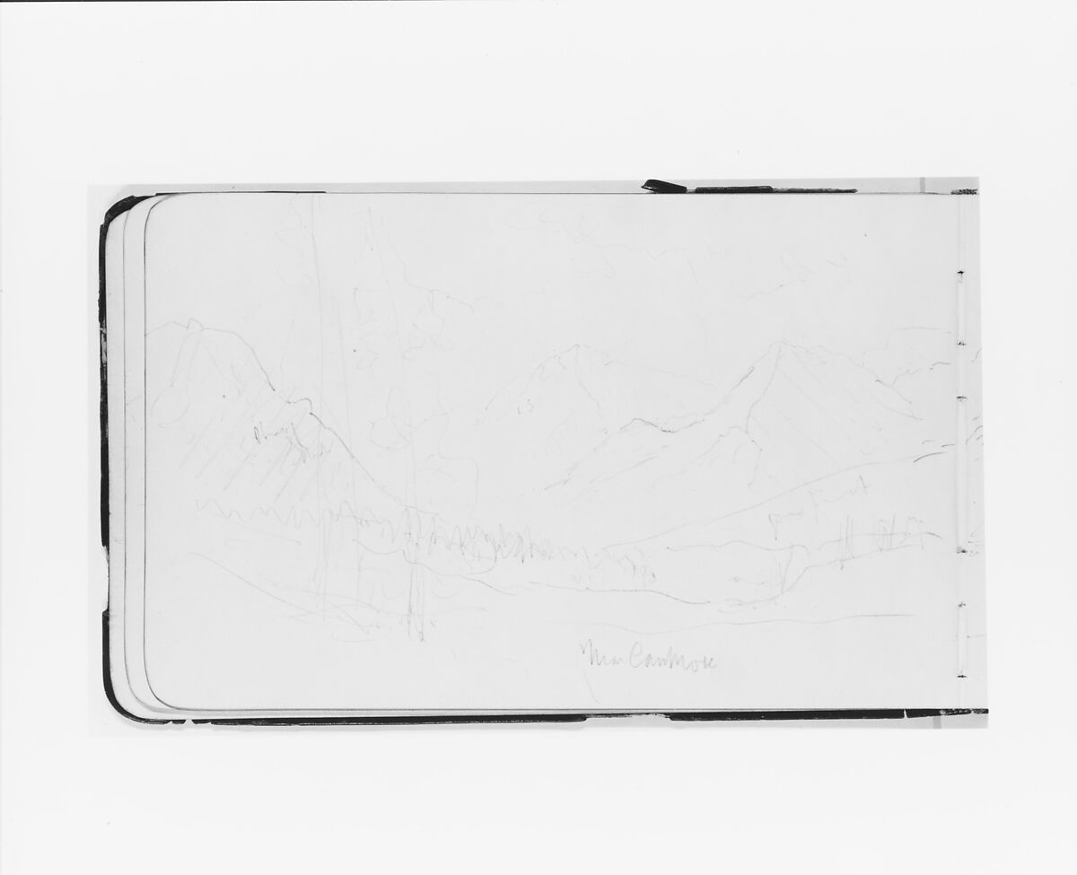 Sketchbook of Northwest American and Canadian Scenery, Albert Bierstadt (American, Solingen 1830–1902 New York), Drawings in graphite on off-white wove paper, bound in a leather cover, American