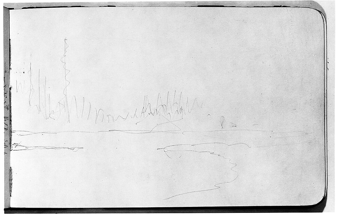 Sketchbook of Northwest American and Canadian Scenery, Albert Bierstadt (American, Solingen 1830–1902 New York), Drawings in graphite on off-white wove paper, bound in a leather cover, American