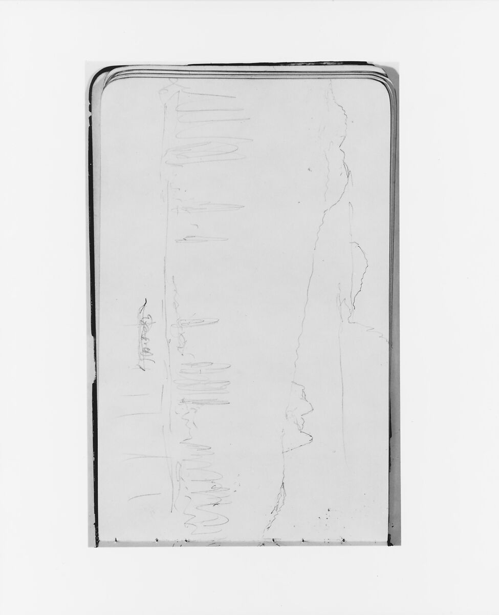 Sketchbook of Northwest American and Canadian Scenery, Albert Bierstadt (American, Solingen 1830–1902 New York), Drawings in graphite on off-white wove paper, bound in a leather cover, American