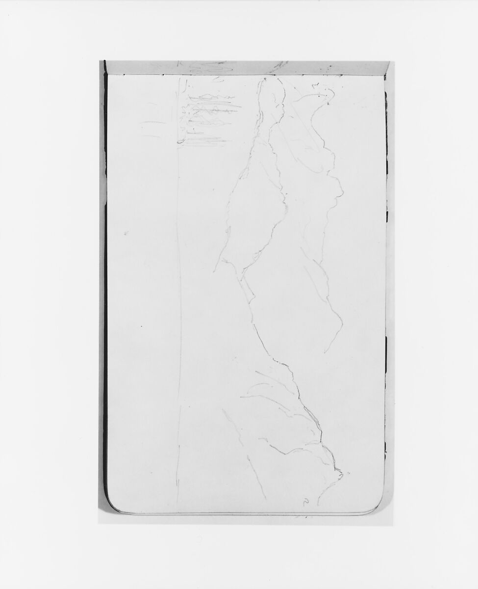 Sketchbook of Northwest American and Canadian Scenery, Albert Bierstadt (American, Solingen 1830–1902 New York), Drawings in graphite on off-white wove paper, bound in a leather cover, American