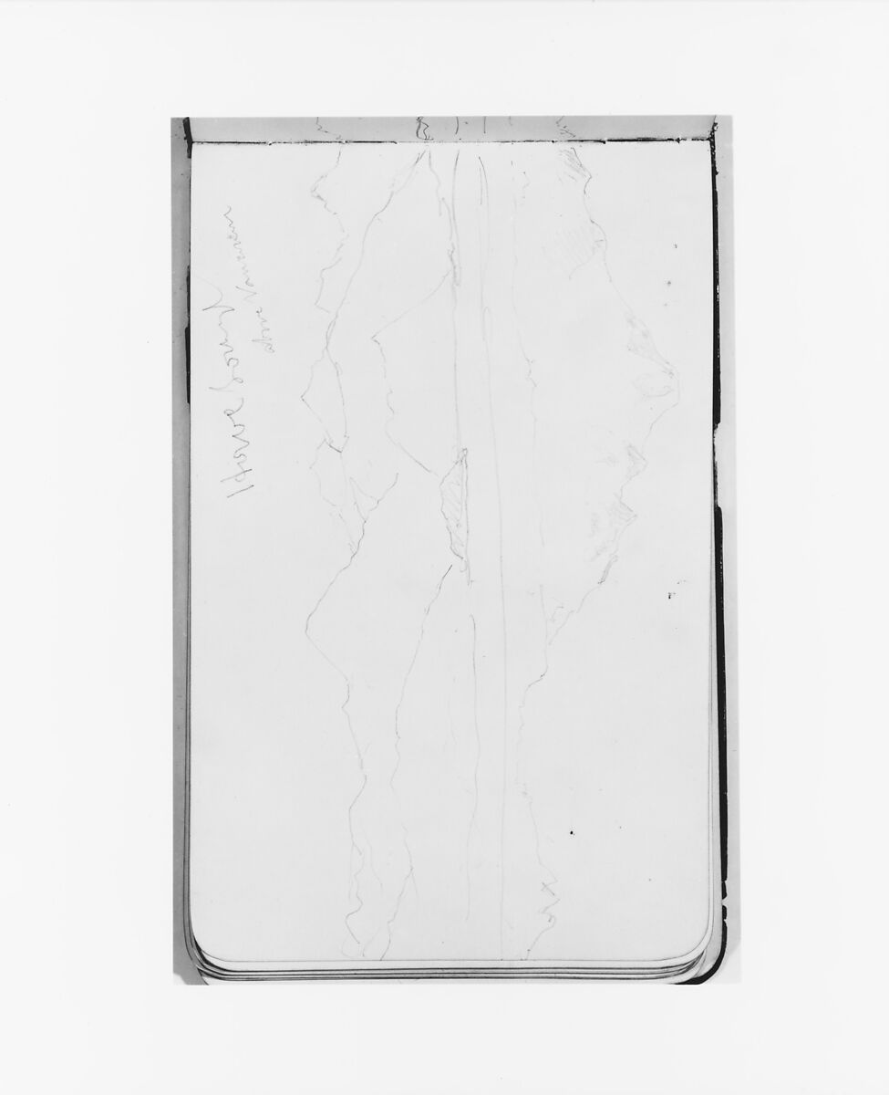 Sketchbook of Northwest American and Canadian Scenery, Albert Bierstadt (American, Solingen 1830–1902 New York), Drawings in graphite on off-white wove paper, bound in a leather cover, American