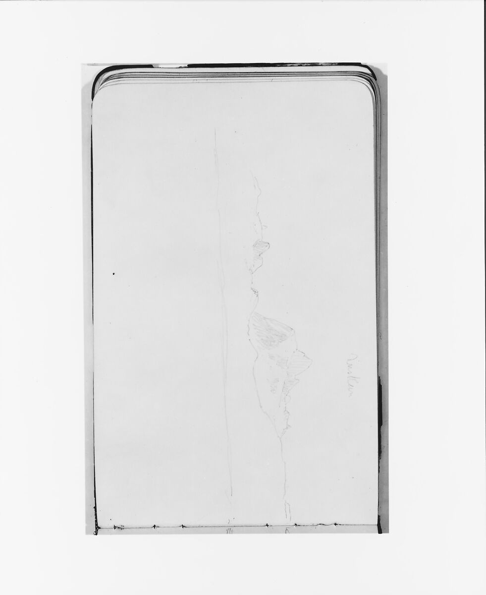Sketchbook of Northwest American and Canadian Scenery, Albert Bierstadt (American, Solingen 1830–1902 New York), Drawings in graphite on off-white wove paper, bound in a leather cover, American