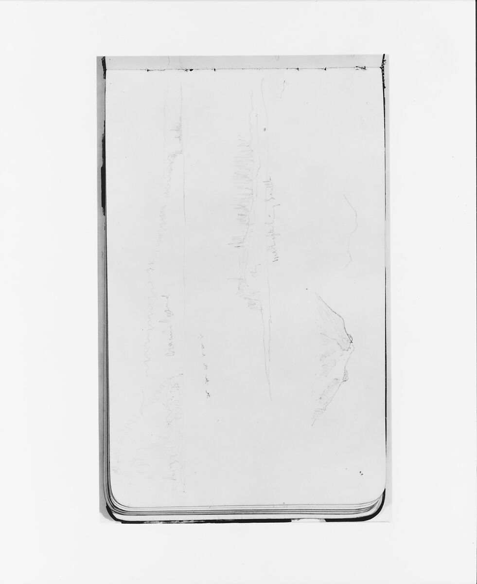 Sketchbook of Northwest American and Canadian Scenery, Albert Bierstadt (American, Solingen 1830–1902 New York), Drawings in graphite on off-white wove paper, bound in a leather cover, American