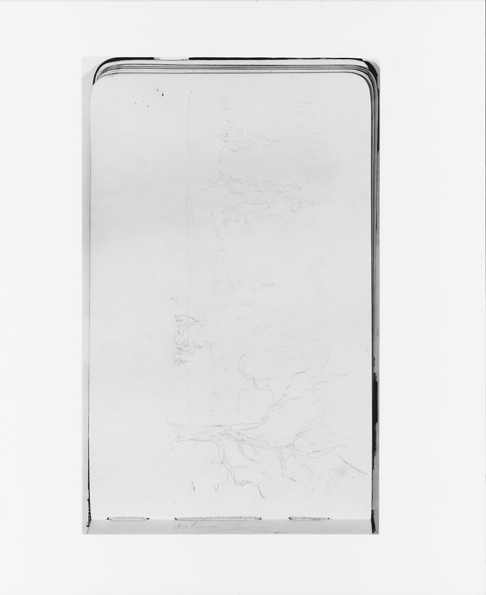 Sketchbook of Northwest American and Canadian Scenery, Albert Bierstadt (American, Solingen 1830–1902 New York), Drawings in graphite on off-white wove paper, bound in a leather cover, American