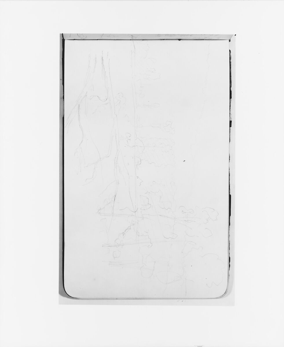 Sketchbook of Northwest American and Canadian Scenery, Albert Bierstadt (American, Solingen 1830–1902 New York), Drawings in graphite on off-white wove paper, bound in a leather cover, American