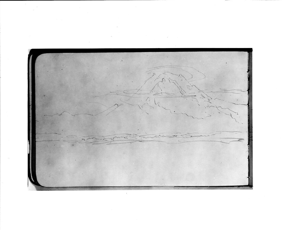 Sketchbook of Northwest American and Canadian Scenery, Albert Bierstadt (American, Solingen 1830–1902 New York), Drawings in graphite on off-white wove paper, bound in a leather cover, American