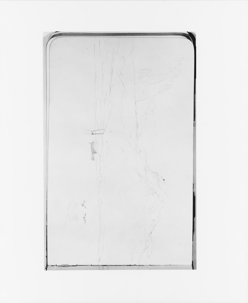 Sketchbook of Northwest American and Canadian Scenery, Albert Bierstadt (American, Solingen 1830–1902 New York), Drawings in graphite on off-white wove paper, bound in a leather cover, American