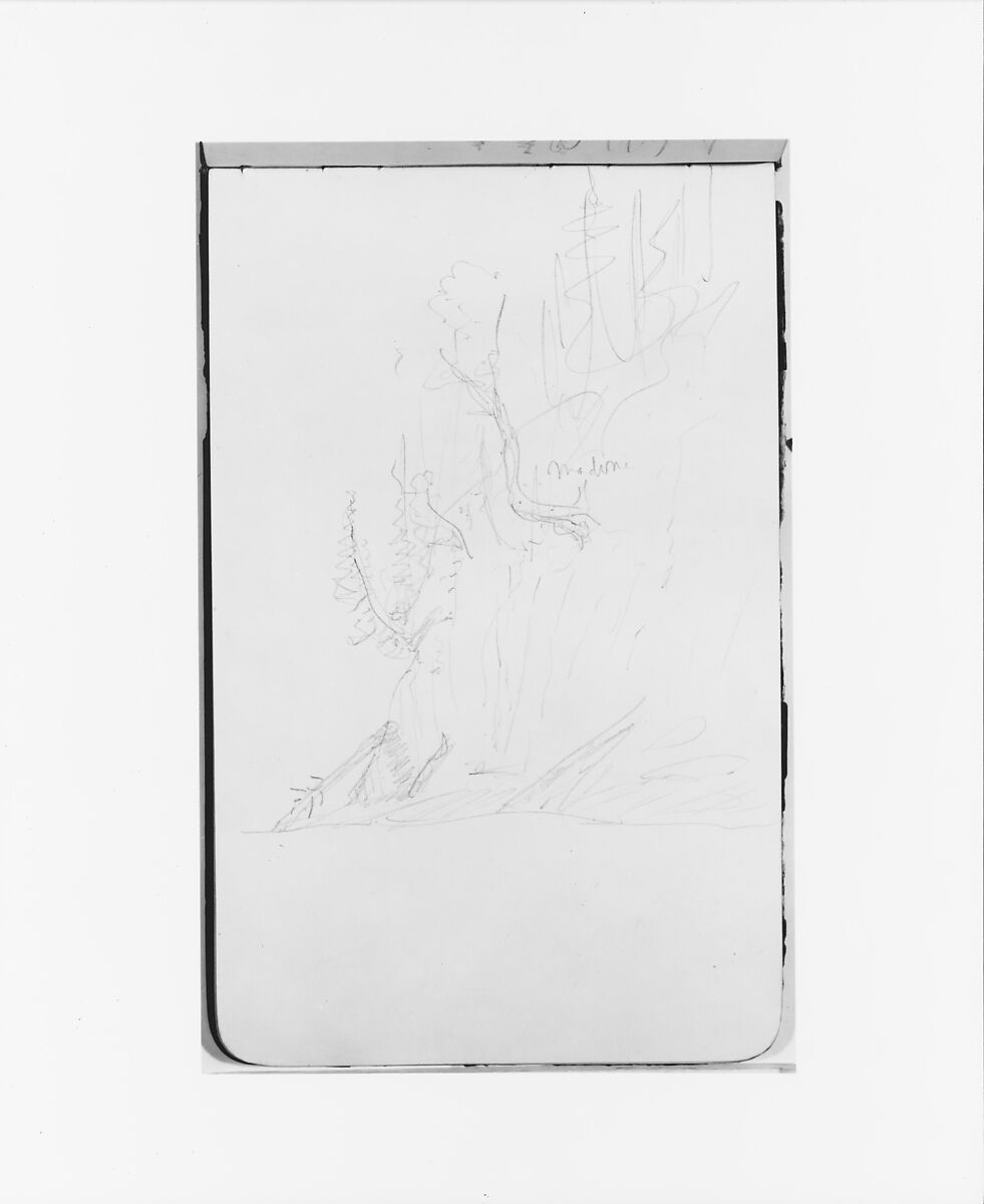 Sketchbook of Northwest American and Canadian Scenery, Albert Bierstadt (American, Solingen 1830–1902 New York), Drawings in graphite on off-white wove paper, bound in a leather cover, American