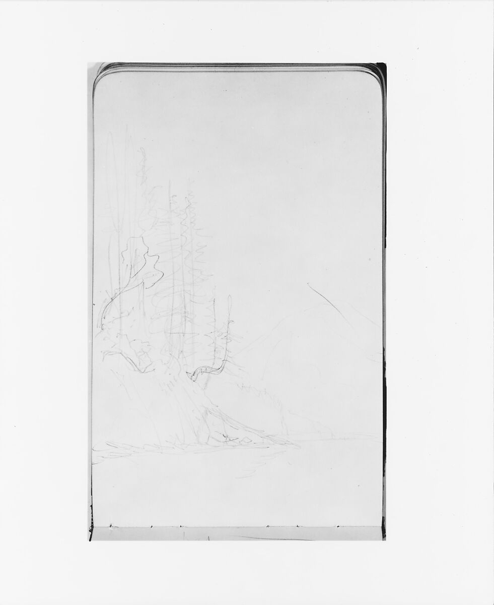 Sketchbook of Northwest American and Canadian Scenery, Albert Bierstadt (American, Solingen 1830–1902 New York), Drawings in graphite on off-white wove paper, bound in a leather cover, American
