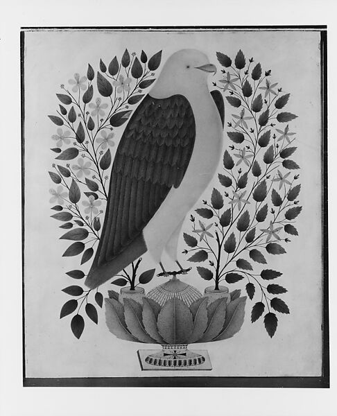 Stylized Bird, Watercolor on off-white wove paper, American