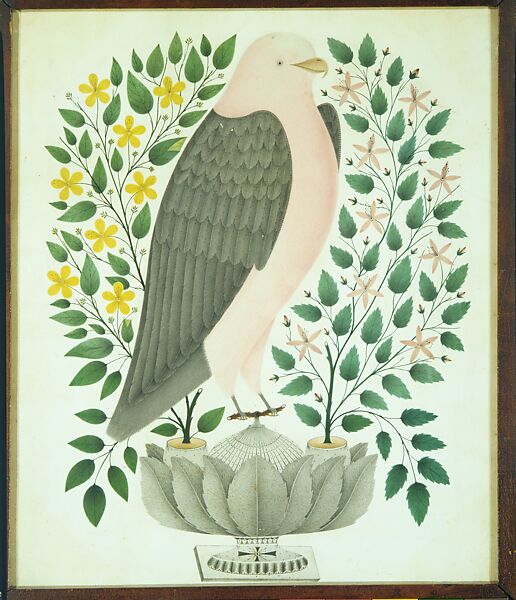 Stylized Bird, Watercolor on off-white wove paper, American 