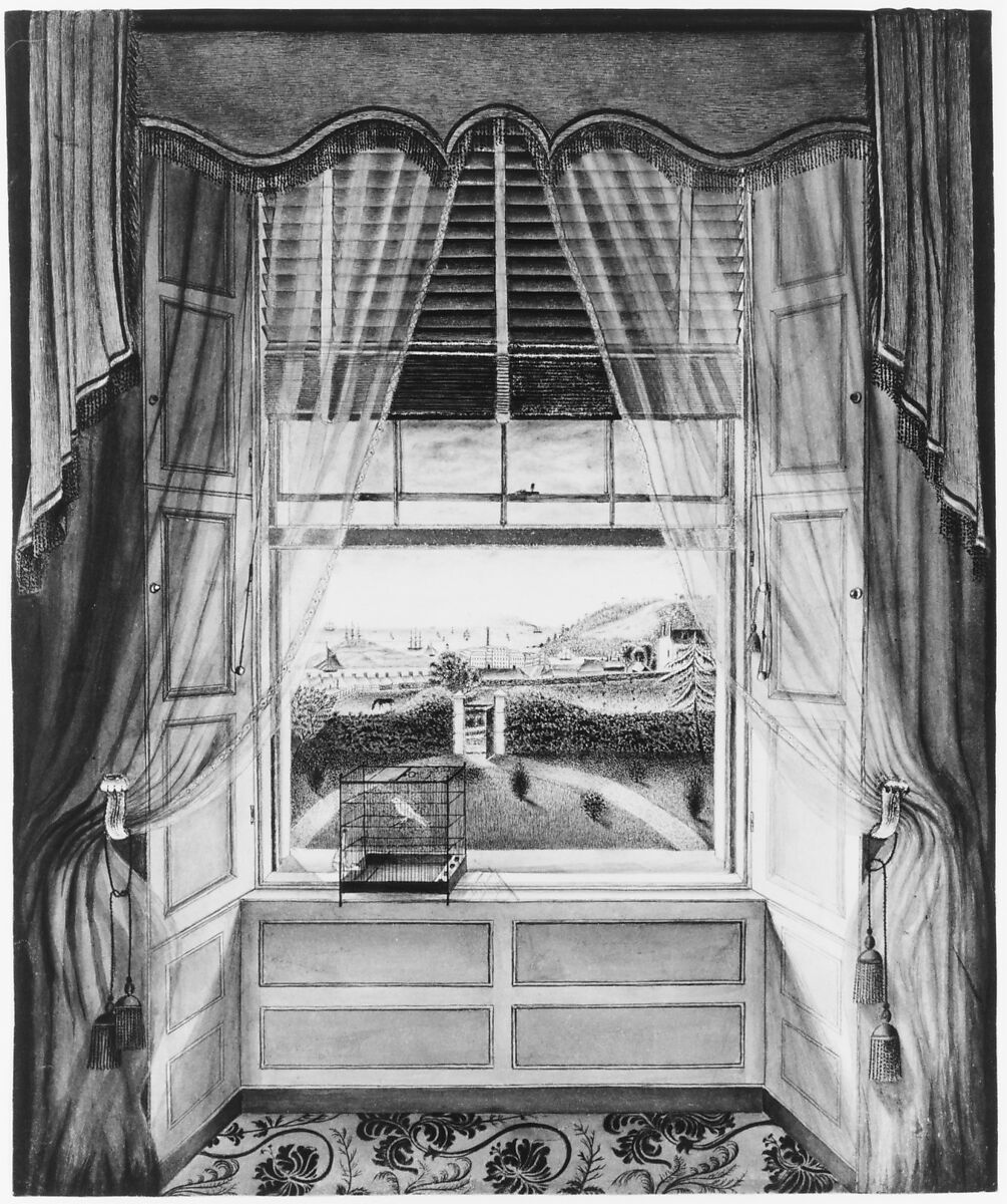View from the House of Henry Briscoe Thomas, Baltimore, Pen and India ink, gouache, and sgraffito on heavy off-white wove weight paper, American