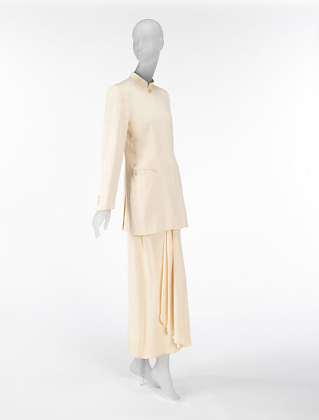 Ensemble, Giorgio Armani (Italian, founded 1974), a) silk, plastic; b) silk, Italian