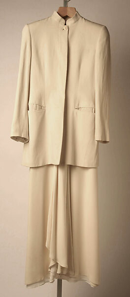 Ensemble, Giorgio Armani (Italian, founded 1974), a) silk, plastic; b) silk, Italian 