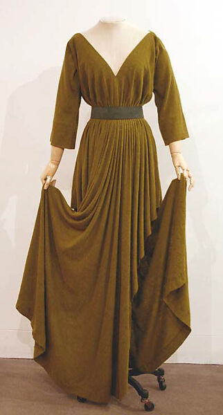 Dress, Madame Grès (Germaine Émilie Krebs) (French, Paris 1903–1993 Var region), a) wool; b) leather, French 