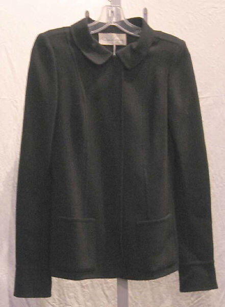 Ensemble, Oscar de la Renta, LLC. (American, founded 1965), a) wool; b) silk, ostrich, jet, synthetic, American