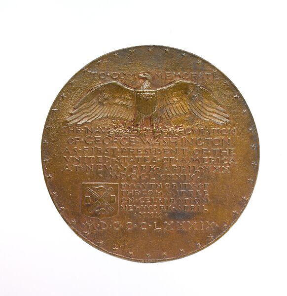 George Washington Inaugural Centennial Medal, Augustus Saint-Gaudens (American, Dublin 1848–1907 Cornish, New Hampshire), Bronze, American