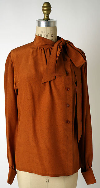 Ensemble, Yves Saint Laurent (French, founded 1961), a) leather, wood, silk; b) leather; c) leather, silk; d) silk, plastic; e) wool, fur, French