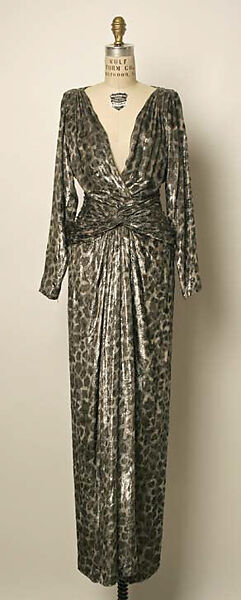 Evening dress, Yves Saint Laurent (French, founded 1961), silk/cellophane, silk, French 