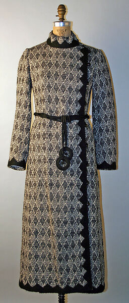 Coat, Yves Saint Laurent (French, founded 1961), wool, silk, plastic, French 