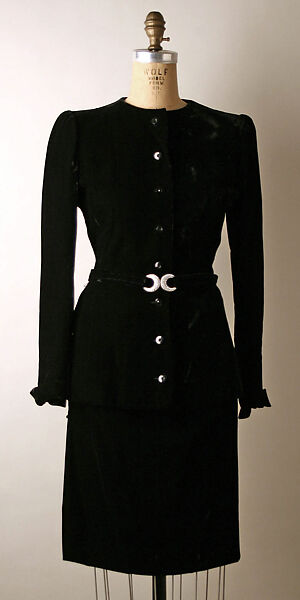 Ensemble, Yves Saint Laurent (French, founded 1961), a) silk, jet, rhinestone; b) silk; c) silk, plastic, French 