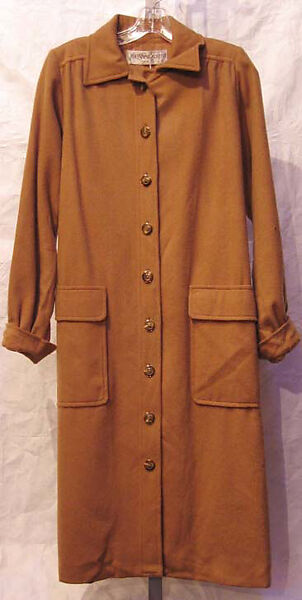 Ensemble, Yves Saint Laurent (French, founded 1961), a) wool, plastic, metal, silk; b) wool; c) wool, plastic, metal, leather; d) wool, silk; e) silk, French