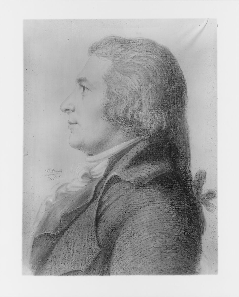 Portrait of a Man, Thomas Bluget De Valdenuit (1763–1846), Conté crayon and white chalk on off-white laid paper coated with gouache, American
